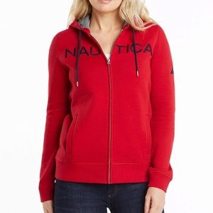 Women's Hoodie NWT Nautica Go-to Signature Cotton Full-Zip Logo Red